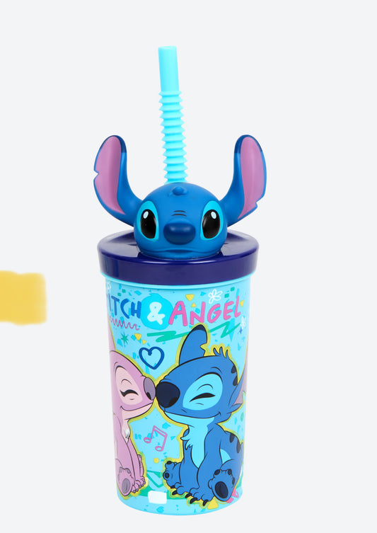 Disney Stitch & Angel Trinkbecher mit Strohhalm – 500 ml