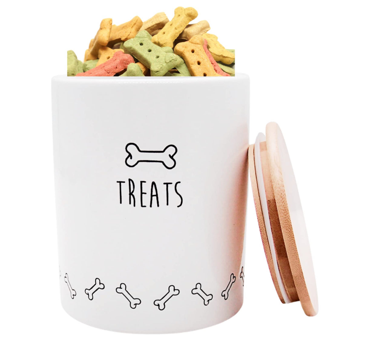 🐕 Leckerli-Dose mit Bambusdeckel – „TREATS“