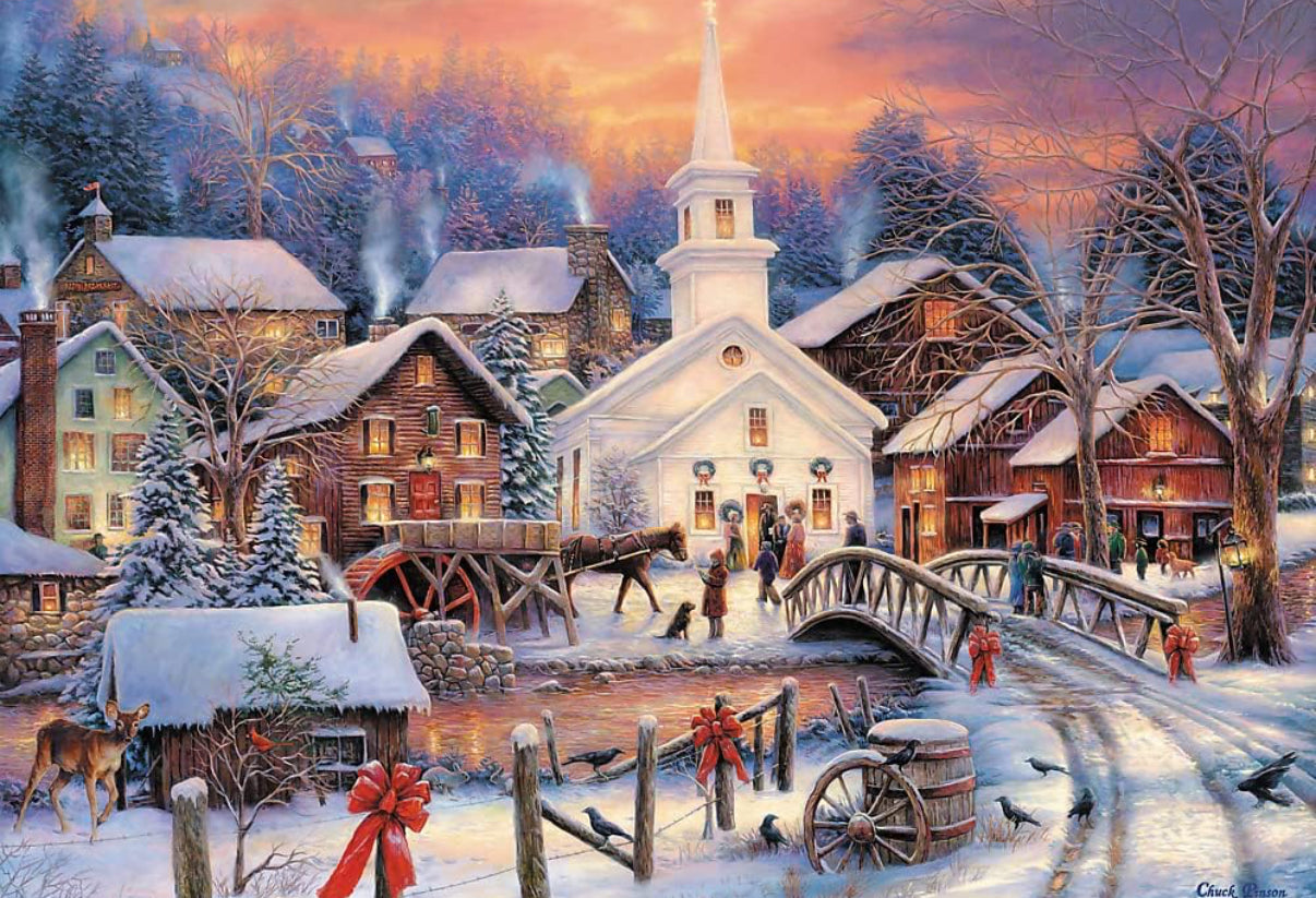 🏡 Trefl Puzzle 1000 Teile – Winterliches Dorf mit Kirche