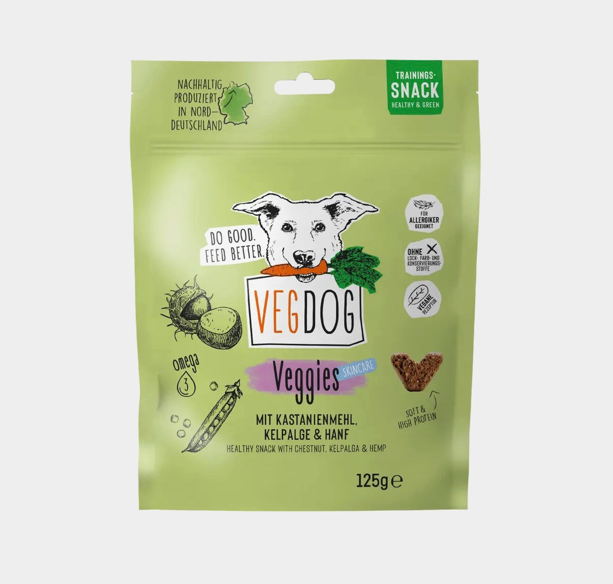 VEGDOG VEGGIES skincare – Der vegane Snack für strahlendes Fell & gesunde Haut (130g)