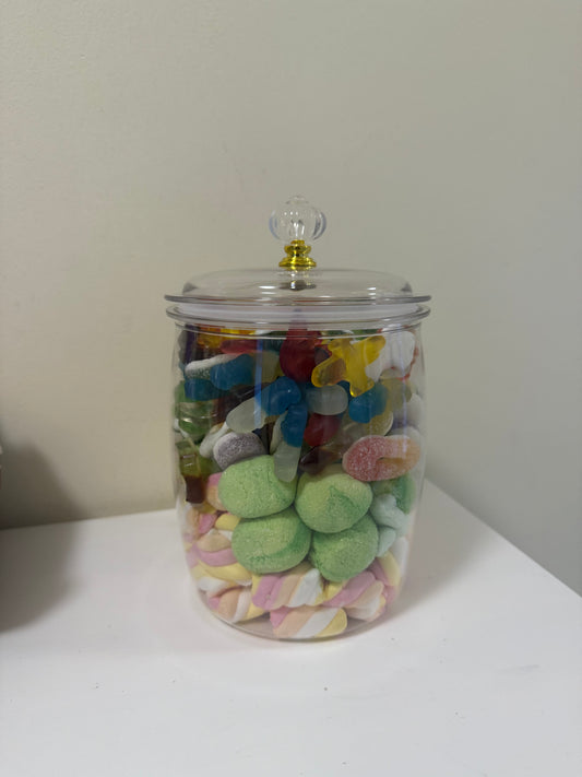 Naschglas Deluxe – Bunte Gummibärchen & Marshmallows im Acrylglas