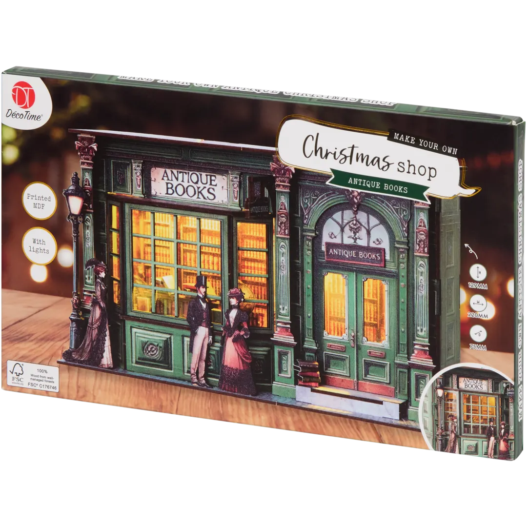 DecoTime Christmas Shop – Antique Books – beleuchteter MDF-Bausatz
