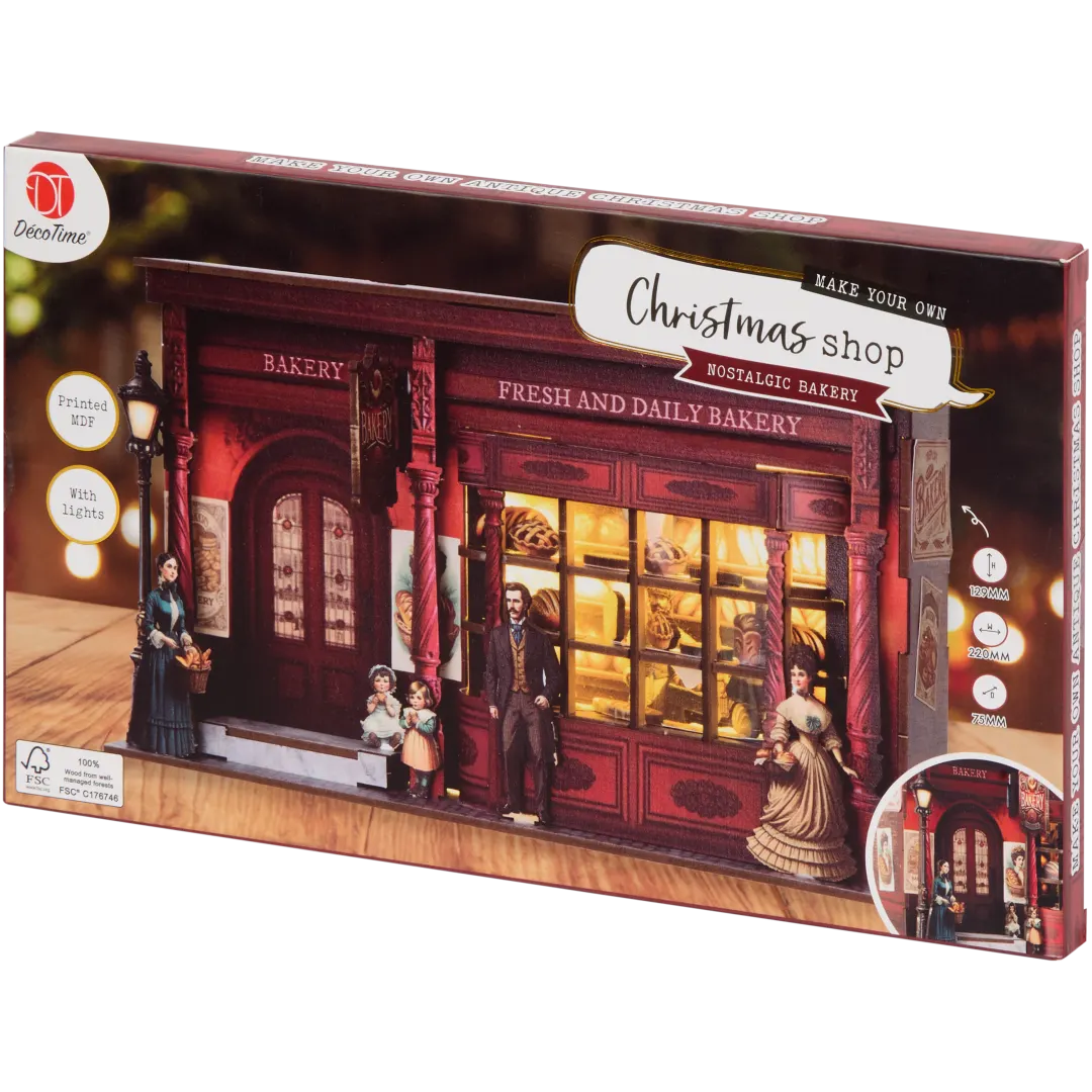 DecoTime Christmas Shop – Nostalgic Bakery – beleuchteter MDF-Bausatz