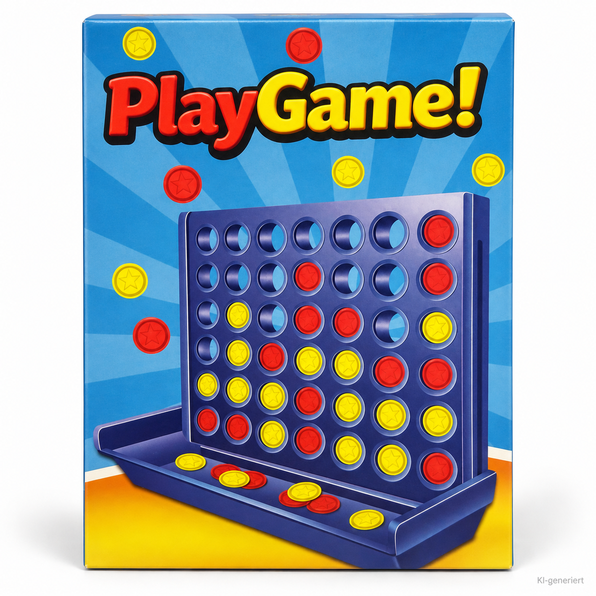 PlayGame! Vier gewinnt – Familienspiel mit roten und gelben Spielsteinen